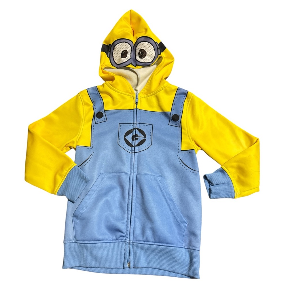 Universal Despicable Me Boys Blue & Yellow Minion Hoodie Mask Zip Closure, XS